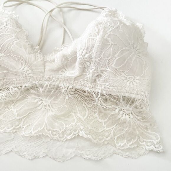 Gilly Hicks Laced Bralette Size S Top Double Straps Ivory Romantic Cute Sexy - Picture 4 of 10